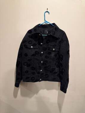 Balmain Monogram & Flock Kiss Denim Jacket Size 46